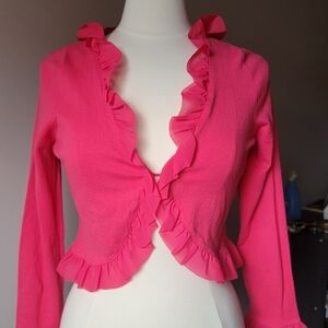 Pink Poodle Vibrant Pink Ruffle Blouse